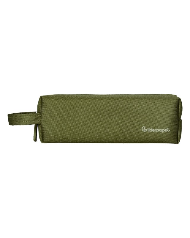 Estuche portatodo liderpapel classic rectangular con asa 210x70mm verde militar