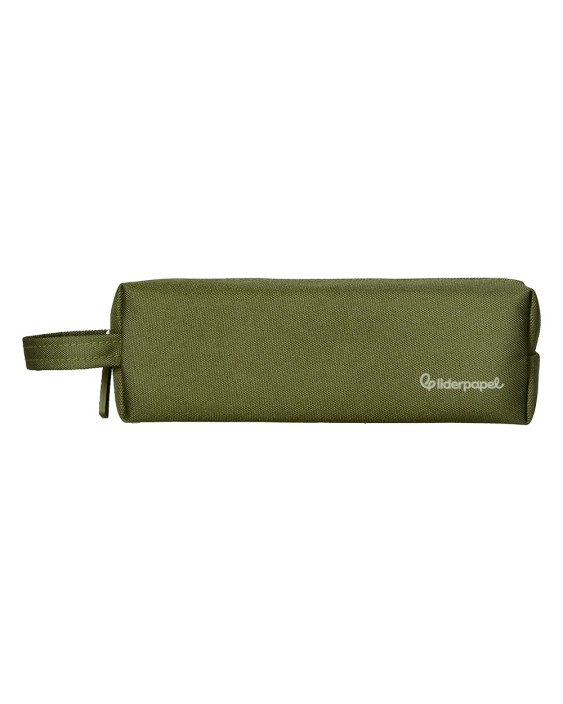 Estuche portatodo liderpapel classic rectangular con asa 210x70mm verde militar