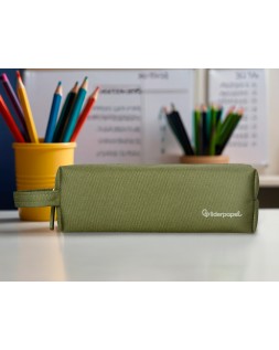 Estuche portatodo liderpapel classic rectangular con asa 210x70mm verde militar