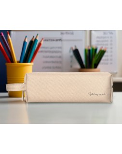 Estuche portatodo liderpapel classic rectangular con asa 210x70mm crema