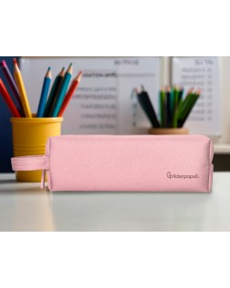 Estuche portatodo liderpapel classic rectangular con asa 210x70mm rosa