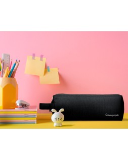 Estuche portatodo liderpapel classic rectangular con asa 2 cremalleras 210 x80mm negro