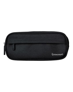 Estuche portatodo liderpapel classic ovalado 2 cremalleras con bolsillo delantero 210x90mm negro