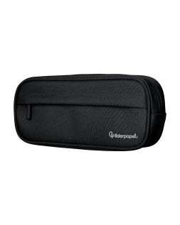 Estuche portatodo liderpapel classic ovalado 2 cremalleras con bolsillo delantero 210x90mm negro