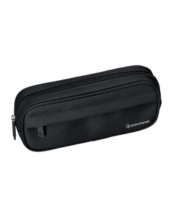 Estuche portatodo liderpapel classic ovalado 2 cremalleras con bolsillo delantero 210x90mm negro