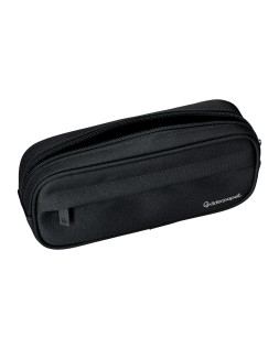 Estuche portatodo liderpapel classic ovalado 2 cremalleras con bolsillo delantero 210x90mm negro