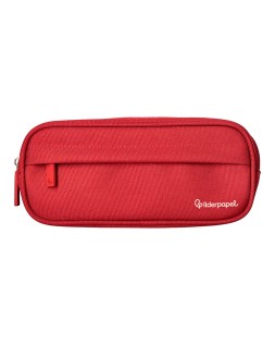 Estuche portatodo liderpapel classic ovalado 2 cremalleras con bolsillo delantero 210x90mm rojo