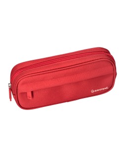 Estuche portatodo liderpapel classic ovalado 2 cremalleras con bolsillo delantero 210x90mm rojo