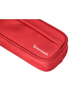 Estuche portatodo liderpapel classic ovalado 2 cremalleras con bolsillo delantero 210x90mm rojo