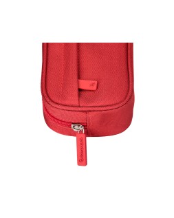 Estuche portatodo liderpapel classic ovalado 2 cremalleras con bolsillo delantero 210x90mm rojo