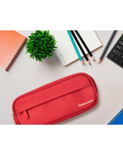 Estuche portatodo liderpapel classic ovalado 2 cremalleras con bolsillo delantero 210x90mm rojo