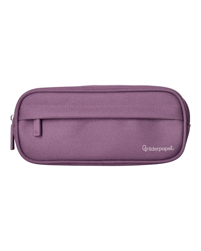Estuche portatodo liderpapel classic ovalado 2 cremalleras con bolsillo delantero 210x90mm morado empolvado