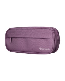 Estuche portatodo liderpapel classic ovalado 2 cremalleras con bolsillo delantero 210x90mm morado empolvado