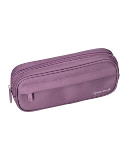 Estuche portatodo liderpapel classic ovalado 2 cremalleras con bolsillo delantero 210x90mm morado empolvado
