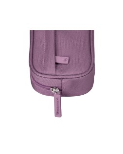 Estuche portatodo liderpapel classic ovalado 2 cremalleras con bolsillo delantero 210x90mm morado empolvado