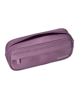 Estuche portatodo liderpapel classic ovalado 2 cremalleras con bolsillo delantero 210x90mm morado empolvado