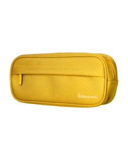 Estuche portatodo liderpapel classic ovalado 2 cremalleras con bolsillo delantero 210x90mm amarillo