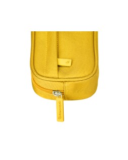 Estuche portatodo liderpapel classic ovalado 2 cremalleras con bolsillo delantero 210x90mm amarillo