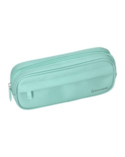 Estuche portatodo liderpapel classic ovalado 2 cremalleras con bolsillo delantero 210x90mm verde manzana