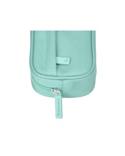 Estuche portatodo liderpapel classic ovalado 2 cremalleras con bolsillo delantero 210x90mm verde manzana