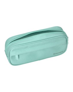 Estuche portatodo liderpapel classic ovalado 2 cremalleras con bolsillo delantero 210x90mm verde manzana