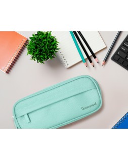 Estuche portatodo liderpapel classic ovalado 2 cremalleras con bolsillo delantero 210x90mm verde manzana