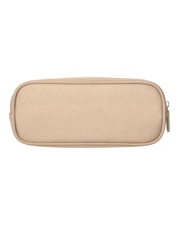 Estuche portatodo liderpapel classic ovalado 2 cremalleras con bolsillo delantero 210x90mm crema