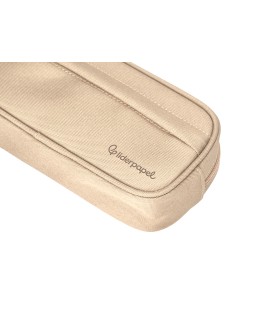 Estuche portatodo liderpapel classic ovalado 2 cremalleras con bolsillo delantero 210x90mm crema