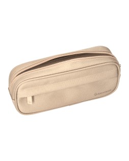 Estuche portatodo liderpapel classic ovalado 2 cremalleras con bolsillo delantero 210x90mm crema