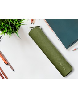 Estuche portatodo liderpapel slim cilindrico 220x45mm verde militar