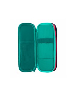 Estuche portatodo liderpapel funky 3 cremalleras con aperturas laterales azul rojo verde 220x100x65 mm
