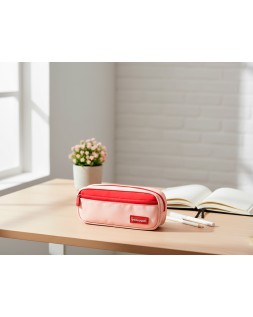 Estuche portatodo liderpapel duo 2 cremalleras con bolsillofrontal rosa 20x90x50 mm