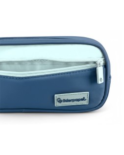 Estuche portatodo liderpapel duo 2 cremalleras con bolsillofrontal azul oscuro 220x90x50 mm