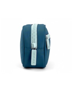 Estuche portatodo liderpapel duo 2 cremalleras con bolsillofrontal azul oscuro 220x90x50 mm