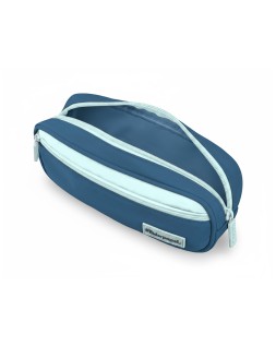 Estuche portatodo liderpapel duo 2 cremalleras con bolsillofrontal azul oscuro 220x90x50 mm