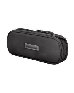 Estuche portatodo liderpapel color pop 2 cremalleras con compartimento extensible negro 230x60 mm