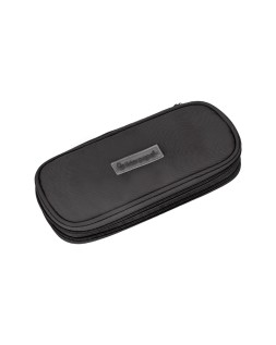 Estuche portatodo liderpapel color pop 2 cremalleras con compartimento extensible negro 230x60 mm