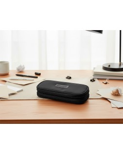 Estuche portatodo liderpapel color pop 2 cremalleras con compartimento extensible negro 230x60 mm