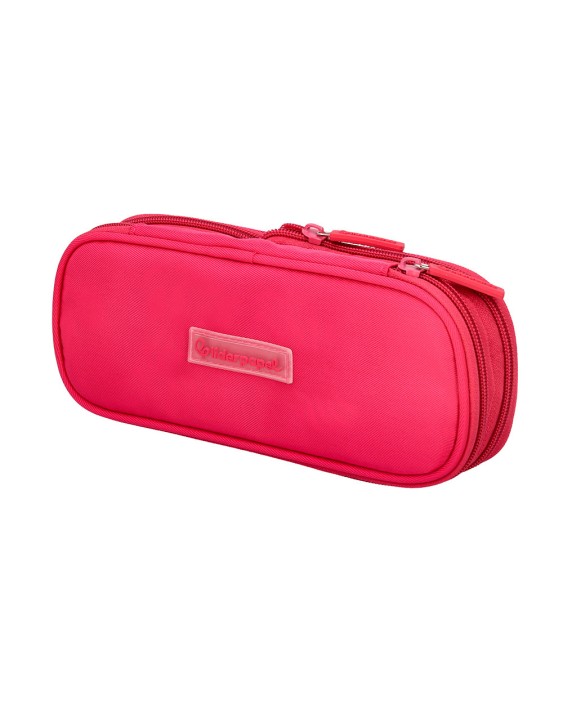 Estuche portatodo liderpapel color pop 2 cremalleras con compartimento extensible rosa fucsia 230x60 mm