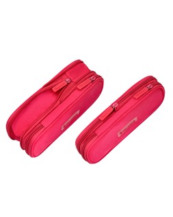 Estuche portatodo liderpapel color pop 2 cremalleras con compartimento extensible rosa fucsia 230x60 mm