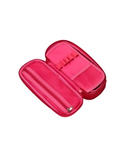 Estuche portatodo liderpapel color pop 2 cremalleras con compartimento extensible rosa fucsia 230x60 mm