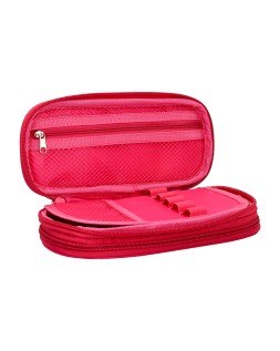 Estuche portatodo liderpapel color pop 2 cremalleras con compartimento extensible rosa fucsia 230x60 mm