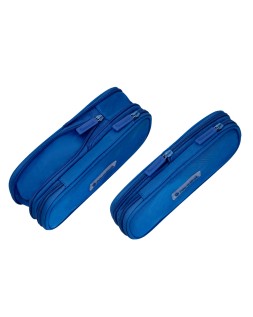 Estuche portatodo liderpapel color pop 2 cremalleras con compartimento extensible azul 230x60 mm