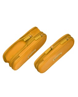Estuche portatodo liderpapel color pop 2 cremalleras con compartimento extensible amarillo 230x60 mm