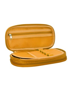 Estuche portatodo liderpapel color pop 2 cremalleras con compartimento extensible amarillo 230x60 mm