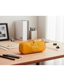 Estuche portatodo liderpapel color pop 2 cremalleras con compartimento extensible amarillo 230x60 mm