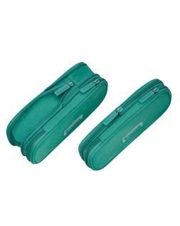 Estuche portatodo liderpapel color pop 2 cremalleras con compartimento extensible turquesa 230x60 mm