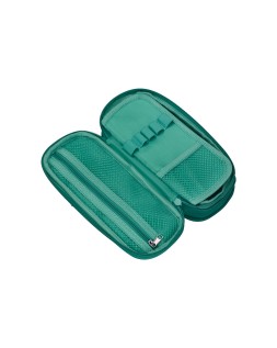 Estuche portatodo liderpapel color pop 2 cremalleras con compartimento extensible turquesa 230x60 mm
