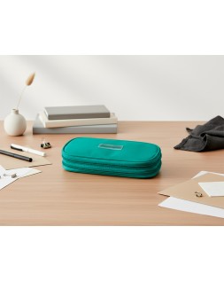 Estuche portatodo liderpapel color pop 2 cremalleras con compartimento extensible turquesa 230x60 mm