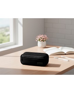 Estuche portatodo liderpapel duo 3 cremalleras con bolsillofrontal negro 220x90x70 mm